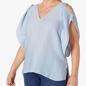 RACHEL Rachel Roy Light Blue Cold-Shoulder V-Neck Top